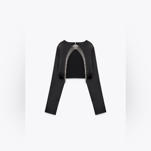 RHINESTONE SATIN EFFECT TOP - Picture 2 of 6